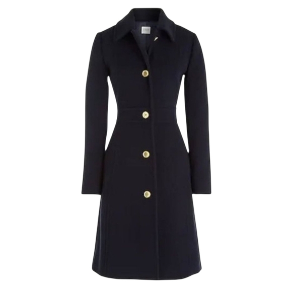 J. CREW Factory Navy Blue Wool Blend Lady Day Coat - Picture 1 of 14
